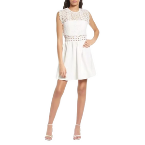 AREA STARS Women’s White Lace Trim Dress